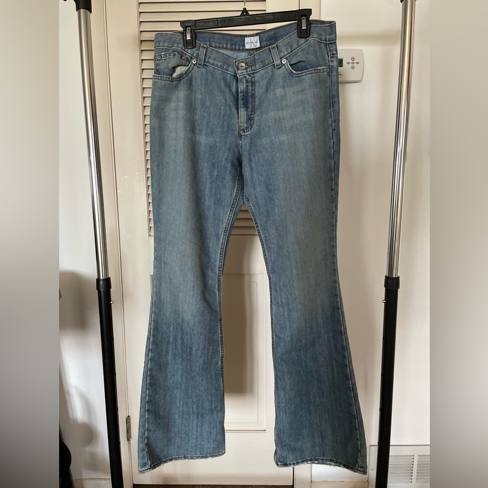 Vintage y2k Calvin Klein jeans, flare leg, juniors size 32, embroidered pockets